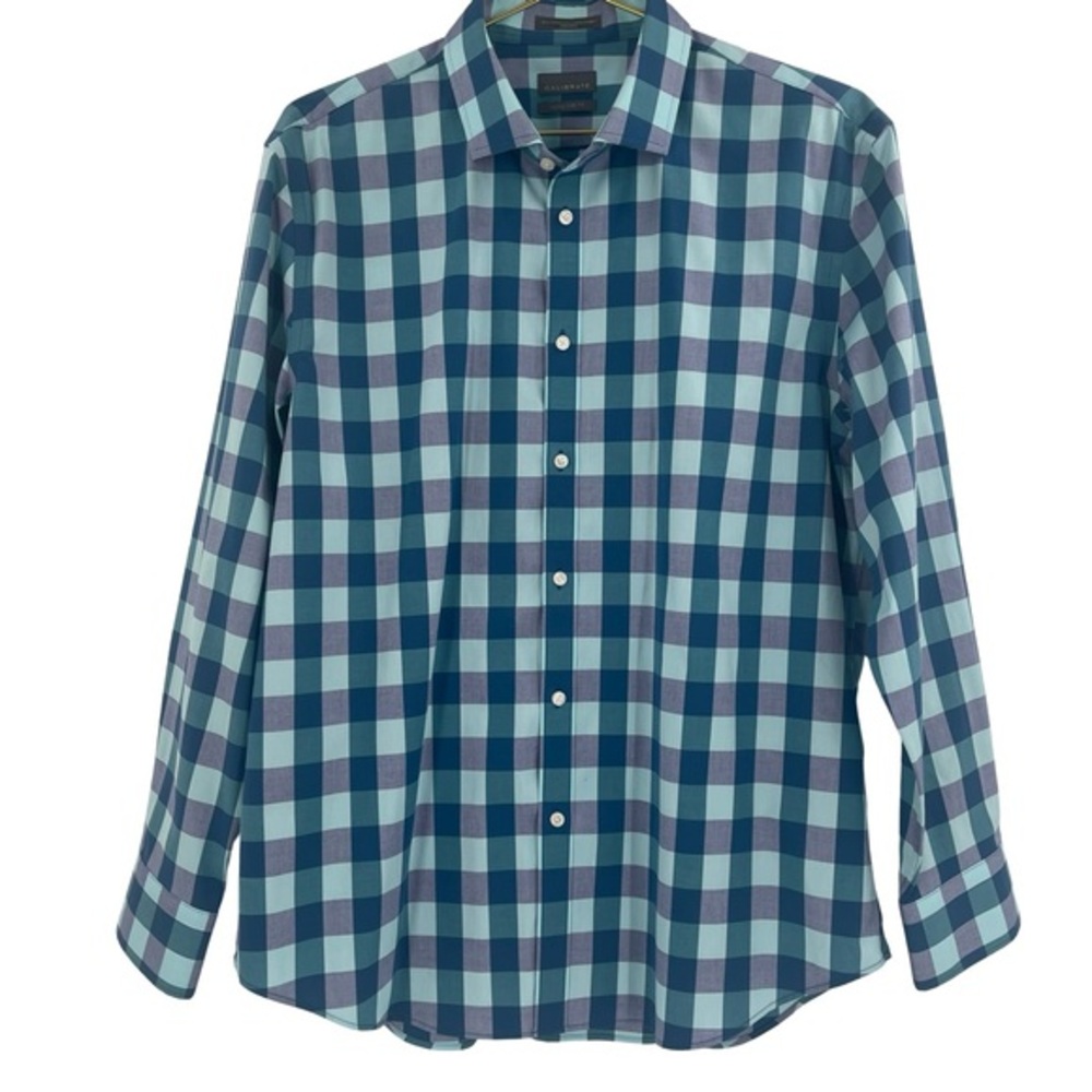 C2 by Calibrate blue Plaid Shirt 16.5 32-33 extra trim fit